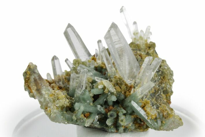 Chlorite Included Quartz Crystal Cluster - Peru #347801